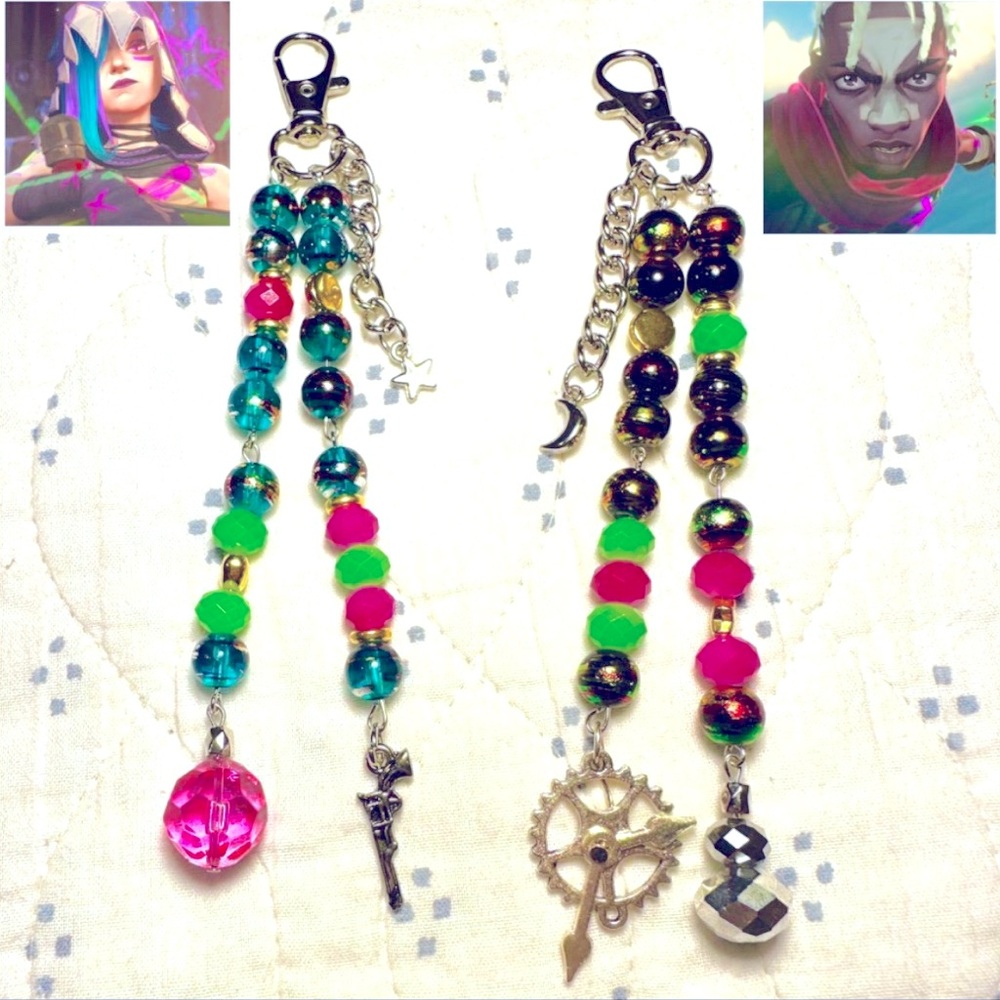 Arcane Inspired Ekko & Jinx Matching Keychains Purse Charm Keychain
